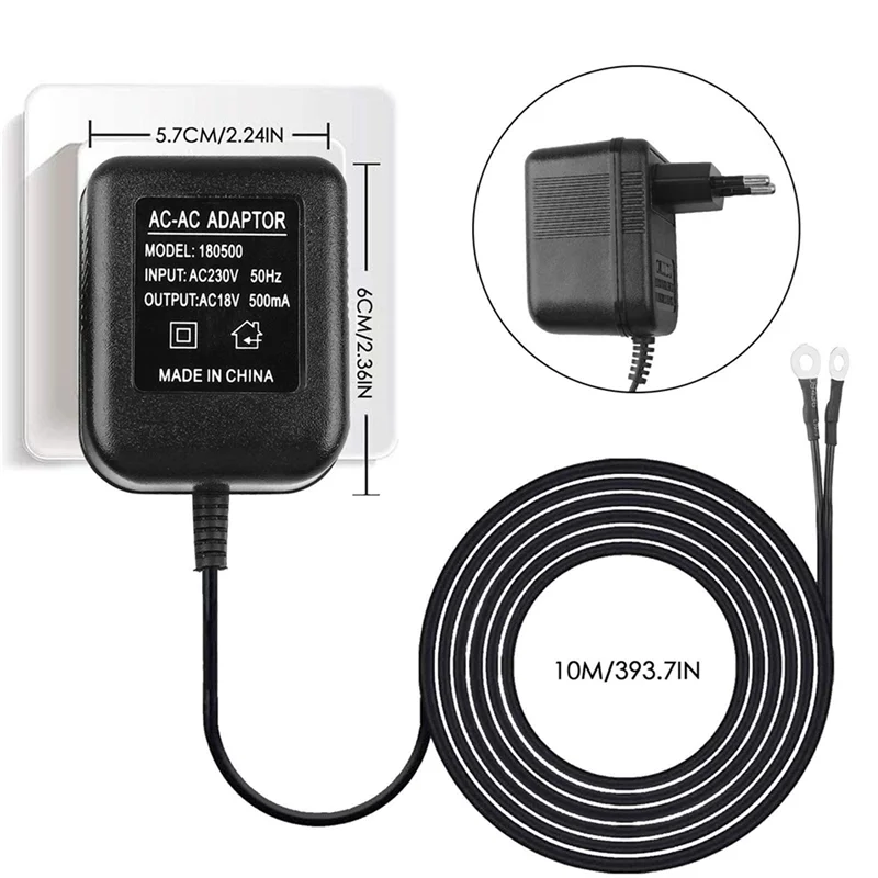 ABUL-4X AC Doorbell Power Adapter, 18V 500MA Doorbell Transformer, 10M Cable, Compatible Ring Doorbell,Video Doorbell EU Plug