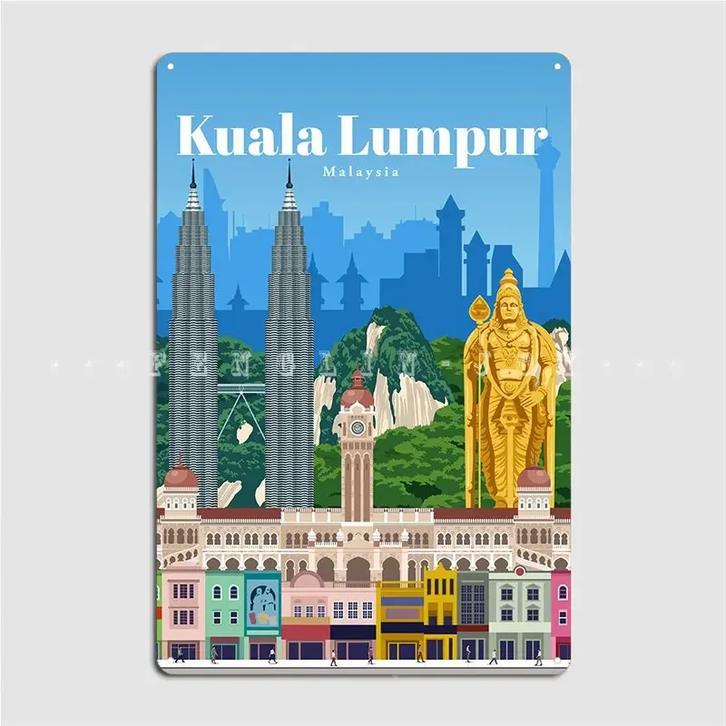 Travel To Kuala Lumpur Poster Metal Plaque Cinema Living Room Party Create Plaques Tin Sign Poster