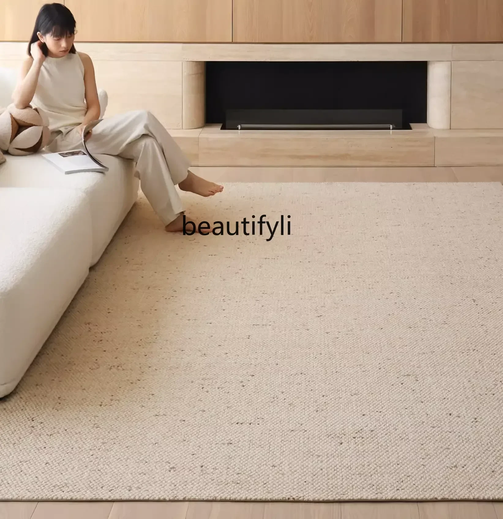 

Italy imported wool carpet mansion standard dirt-resistant solid color wabi sabi living room bedroom advanced sense