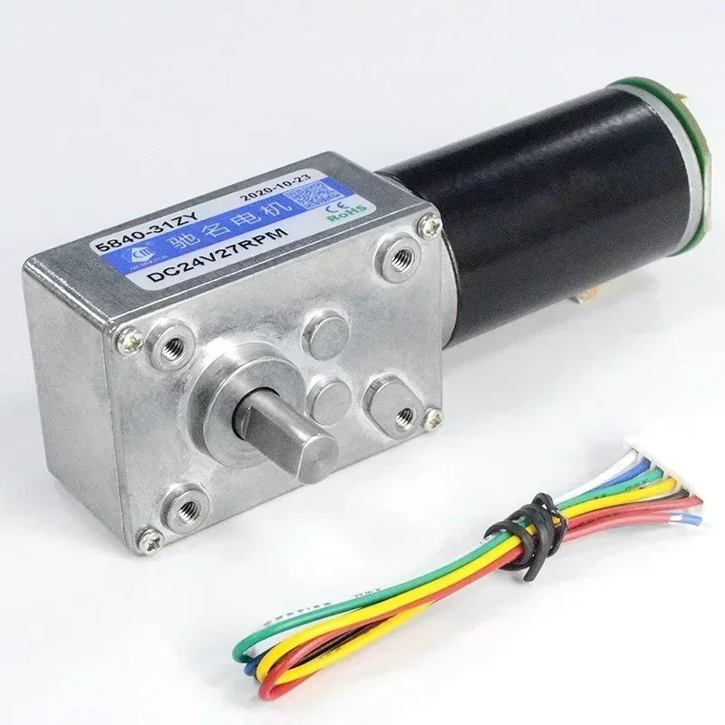 5840-31ZY Scroll Hall Encoder Geared Motor 12V 24V Hanger Motor Metal Gear Forward Reverse