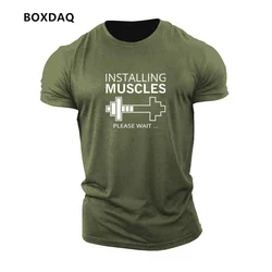 Men's Muscles Sports Gym T-Shirts Summer Short Sleeve Sporty Fitness Workout Tops 6XL Big Size Man Clothing English Elements Tee