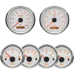 KUS Car 6 Gauge Set 85mm GPS Speedometer 0-200kmh Tachometer 0-8000RPM + 52mm Water Temp Oil Pressure Fuel Level Meter Voltmeter