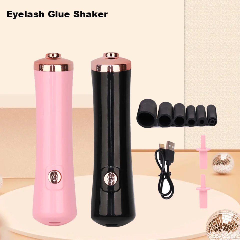 

Electric Eyelash Glue Shaker for Nail Polish Tattoo Ink Pigment Liquid Shaking Machine with 2pcs Connector 6pcs Glue Cover Die