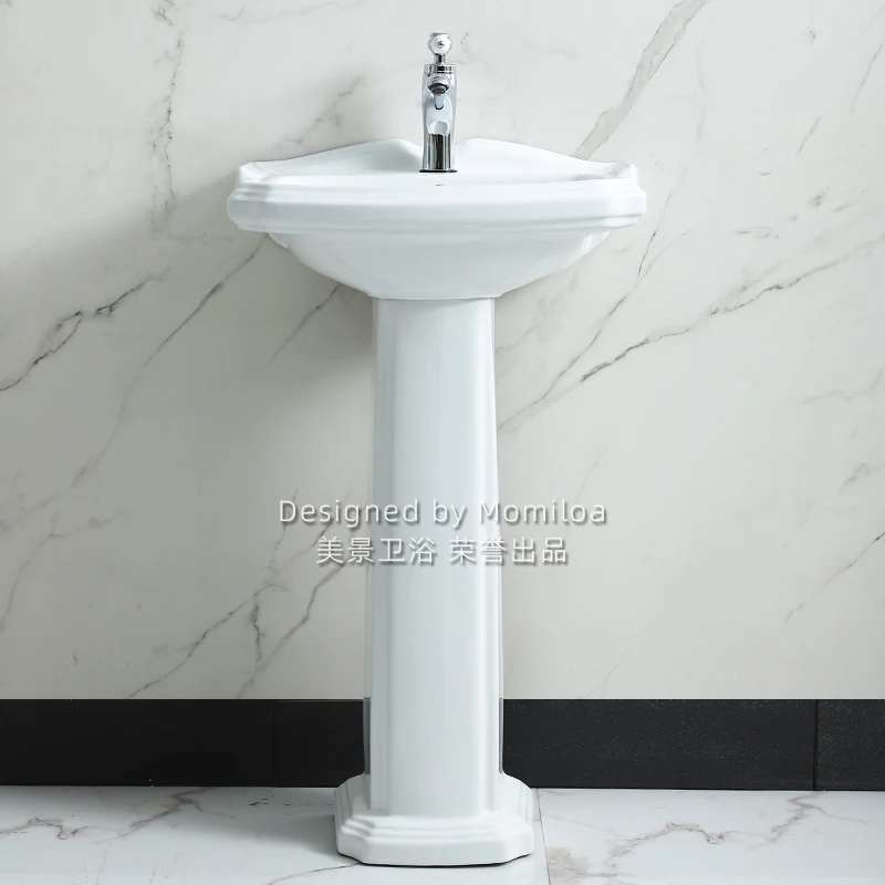 Retro style ceramic pillar washbasin small unit