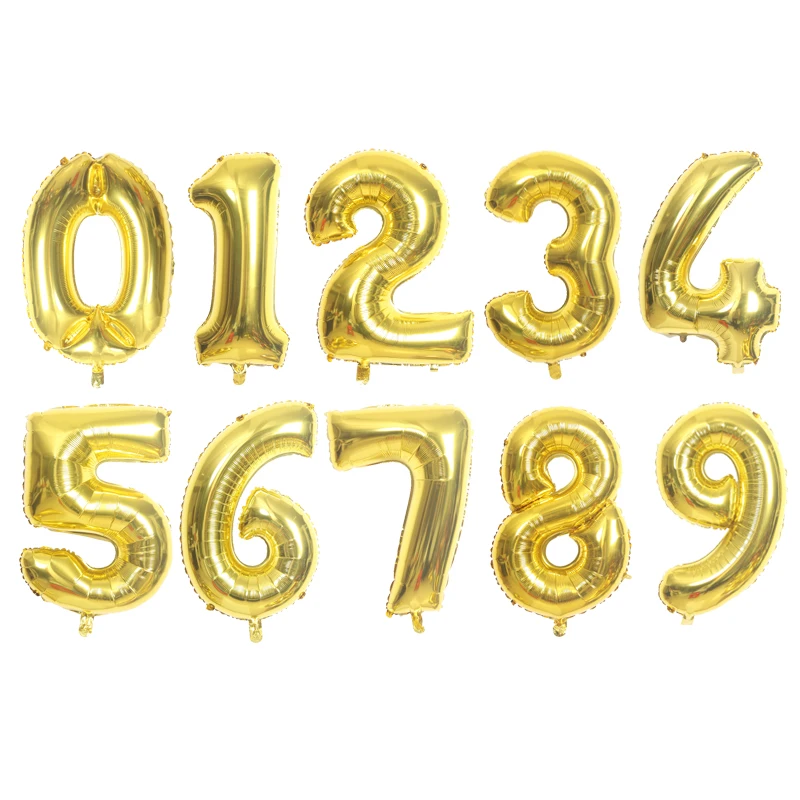 16/32/40inch Gold silver Helium Number Balloon 0-9 Birthday Wedding Party Decorations Foil Balloons Kid Girl Boy Toy Baby Shower