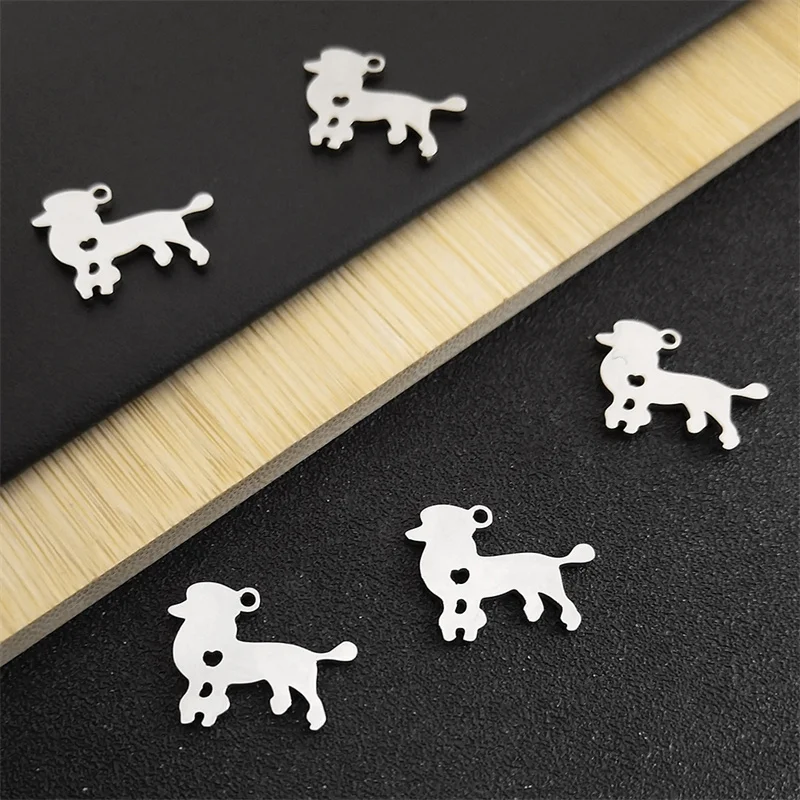 Stainless Steel Poodle Dog Charms Pendant For DIY Jewelry Making Finding Accessories Bracelet Earrings Handmade Necklace 1932-3