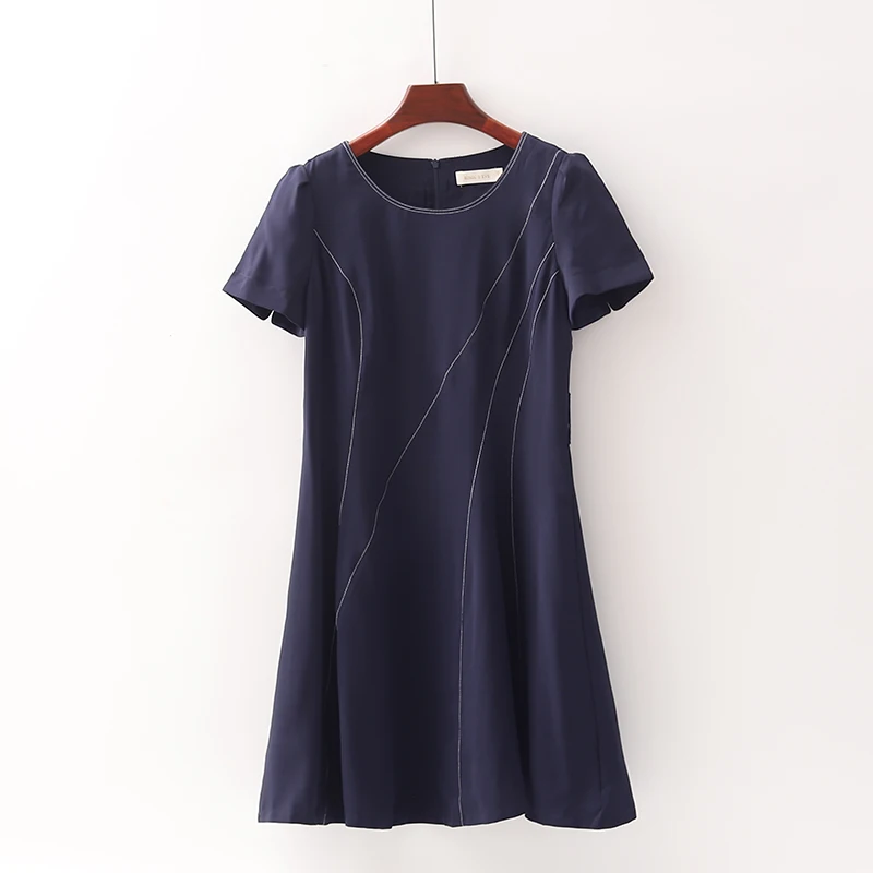 Vestido de Chiffon Bordado de Dupla Camada para Mulheres da Marca Dai, E e Simples, Decote Redondo, Cintura Alta, Saia...