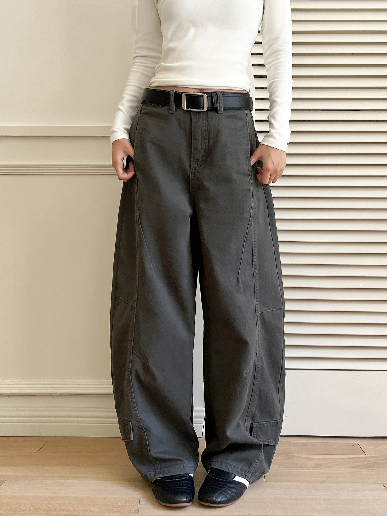 

VS What Retro Trousers High Waist Wide Leg Casual Pants Korean Sle Deep Color Knife Autumn Winter Faion Women's Jeans