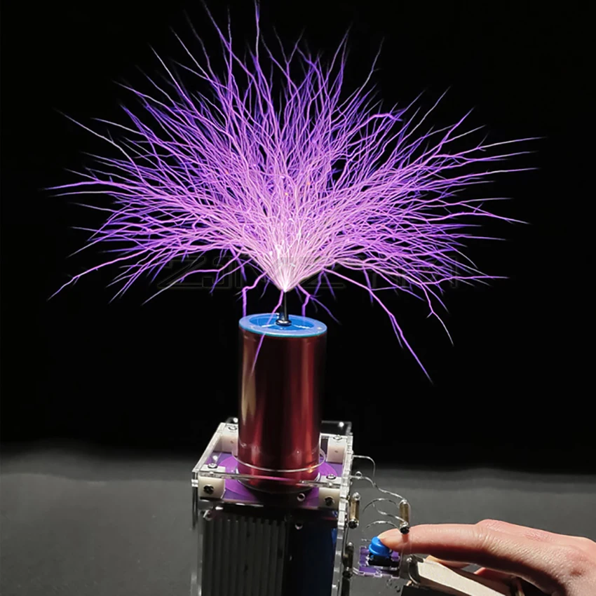 Third Generation Plus 80W 6A Tesla Coil Gun Portable Handheld Tesla Coil High Voltage Generator Artificial Lightning Tesla Coil