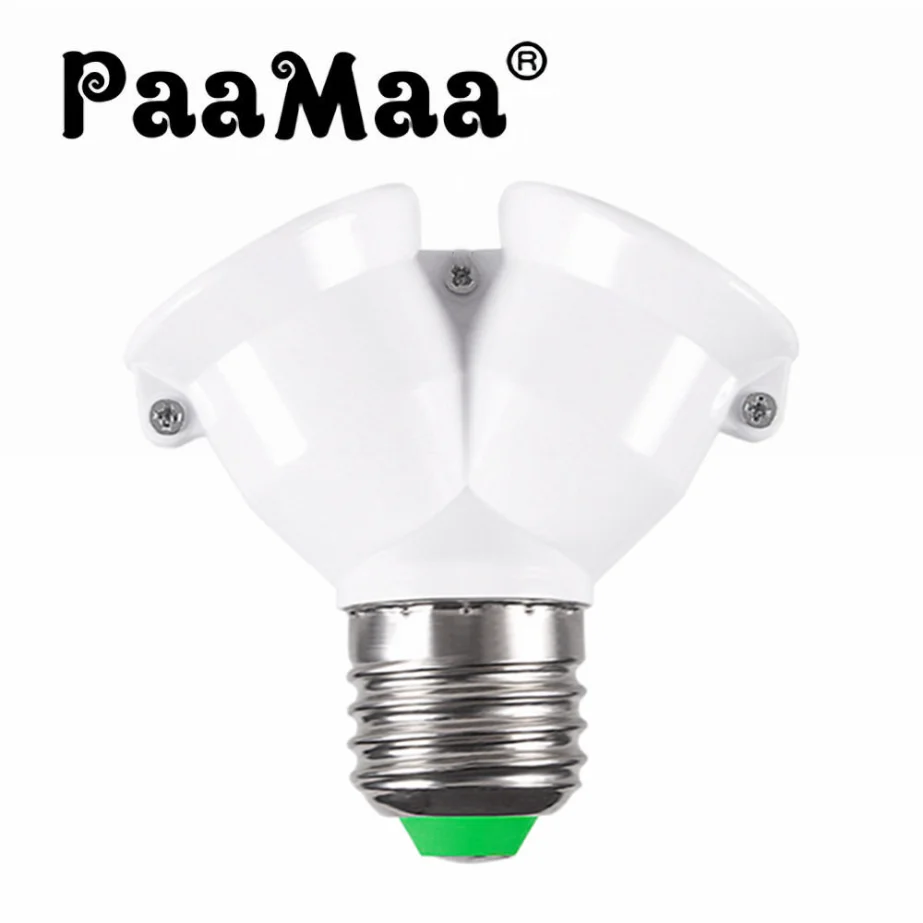 PaaMaa Screw E27 LED Base Light Lamp Bulb Socket E27 to 2-E27 Splitter Adapter Lamp Holder E27 Socket Bulb Holder