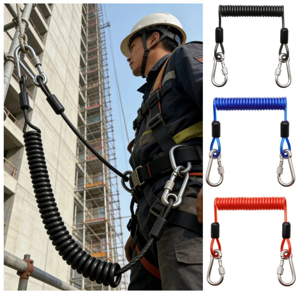 Cable de acero anticaída con mosquetón de acero inoxidable para llaves - imagen 5