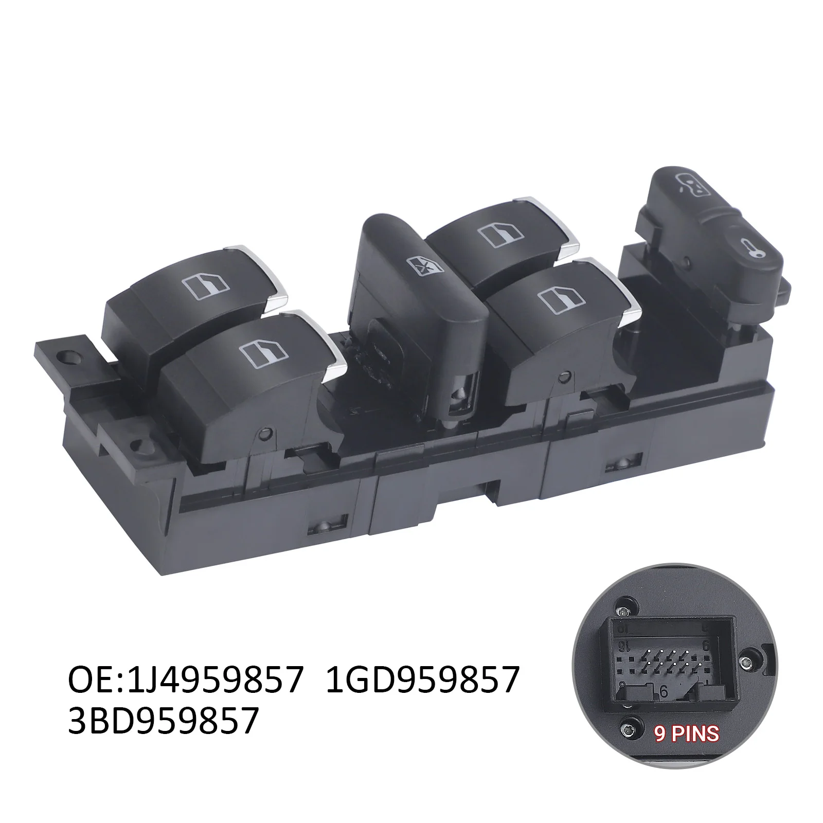 

Electric Window Switch 1J4959857 3BD959857 1J4959857D 1J4959857C For VW Golf 4 Jetta MK4 Bora Beetle Passat B5 Plastic Black 12V