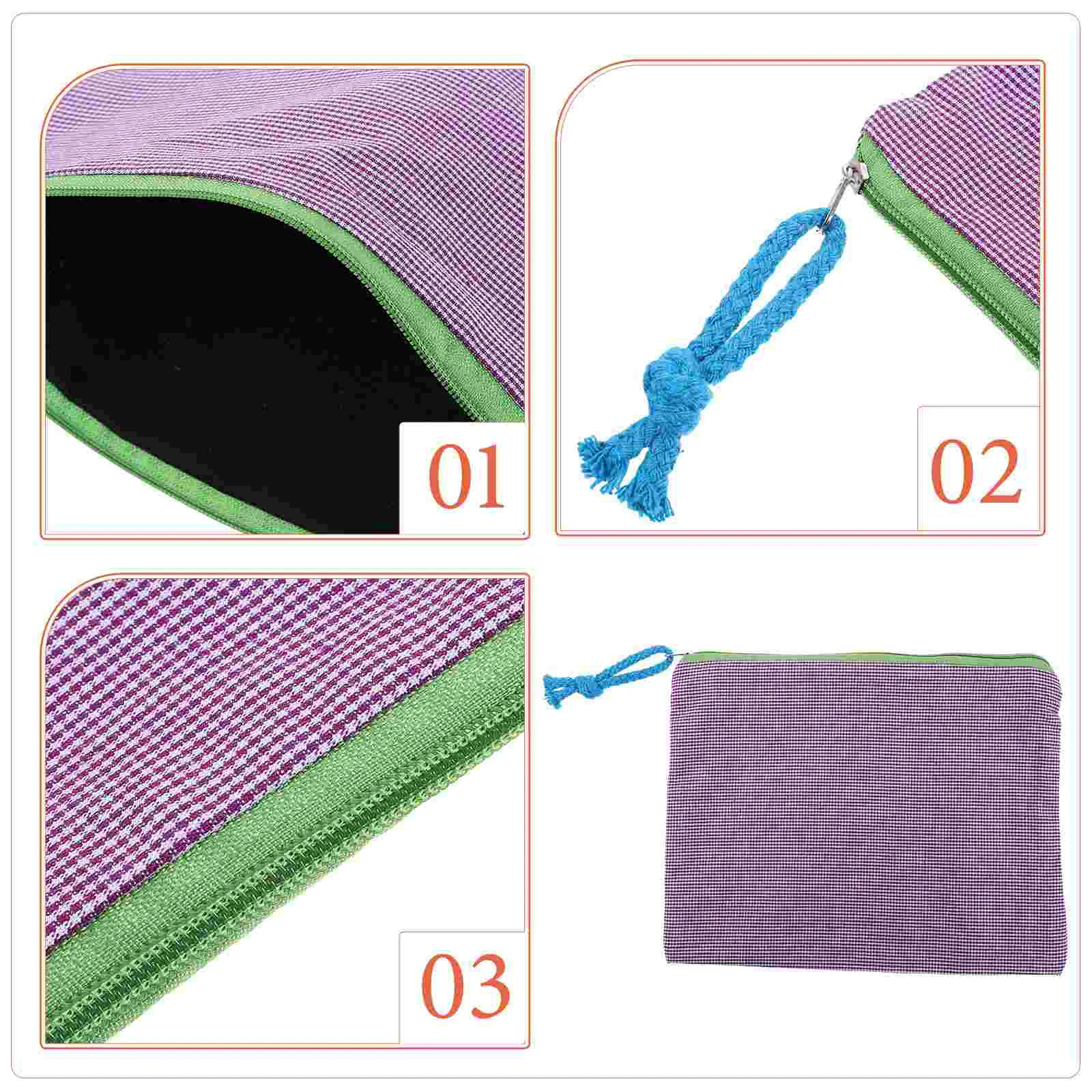 Small Plaid Bag Portable Makeup Bags Lattice Outdoor Cotton Linen Organizer