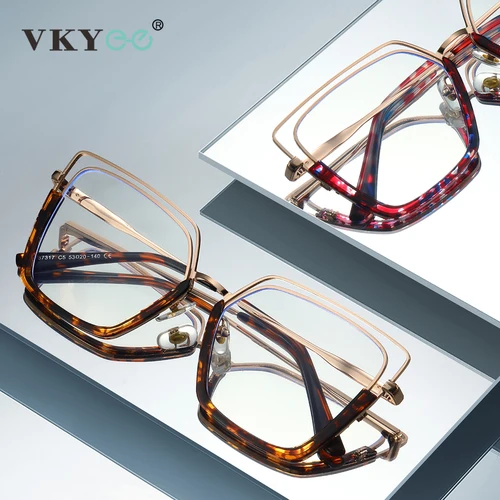 VICKY, gafas de lectura con luz azul para mujer, diseño personalizado, cuadrado geométrico, montura grande, prescripción personalizable