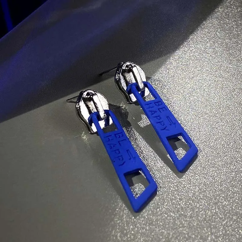 Baumelnde Ohrringe im Y2K-Stil mit Reißverschluss für Frauen, kreatives Design, verschiedene mehrere Bonbonfarben, Trend-Ohr-Accessoires, Modeschmuck – Detail 3