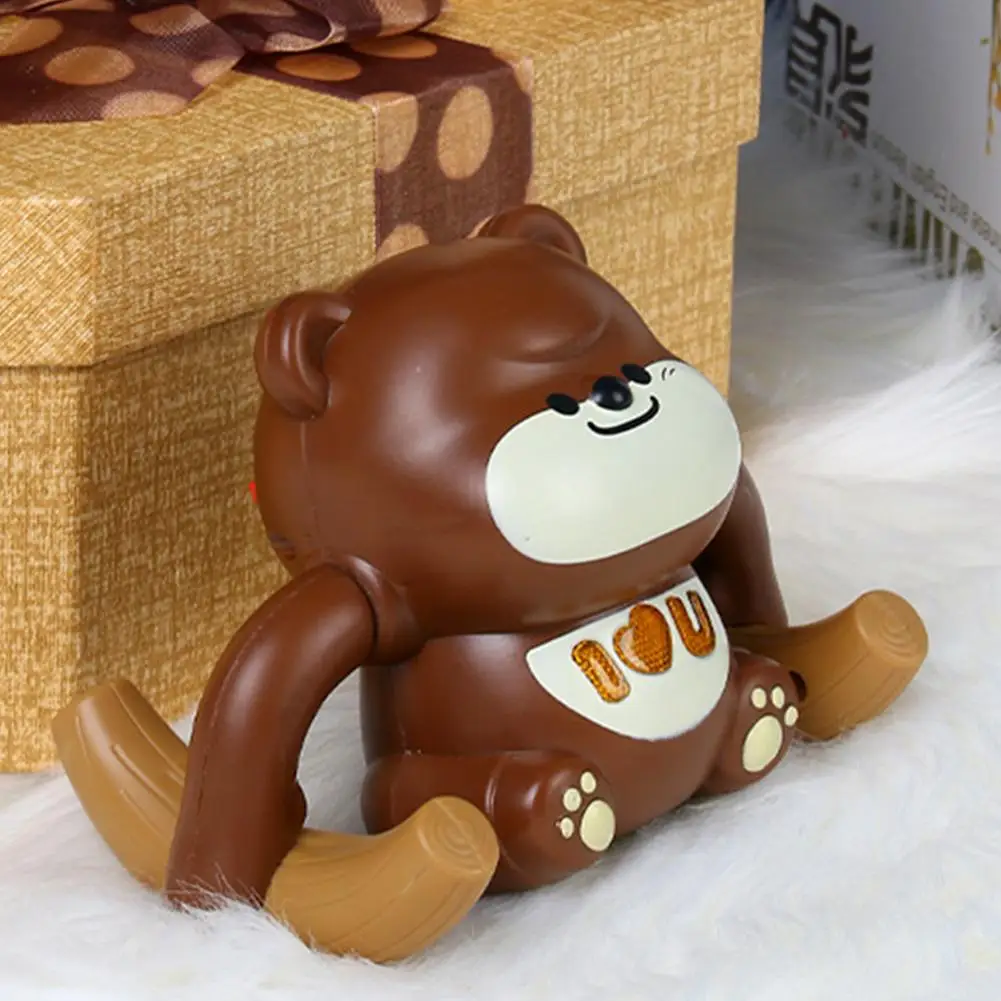 Electric tipping bucket monkey bear voice activated induction cartoon tumbling banana monkey toy for kids