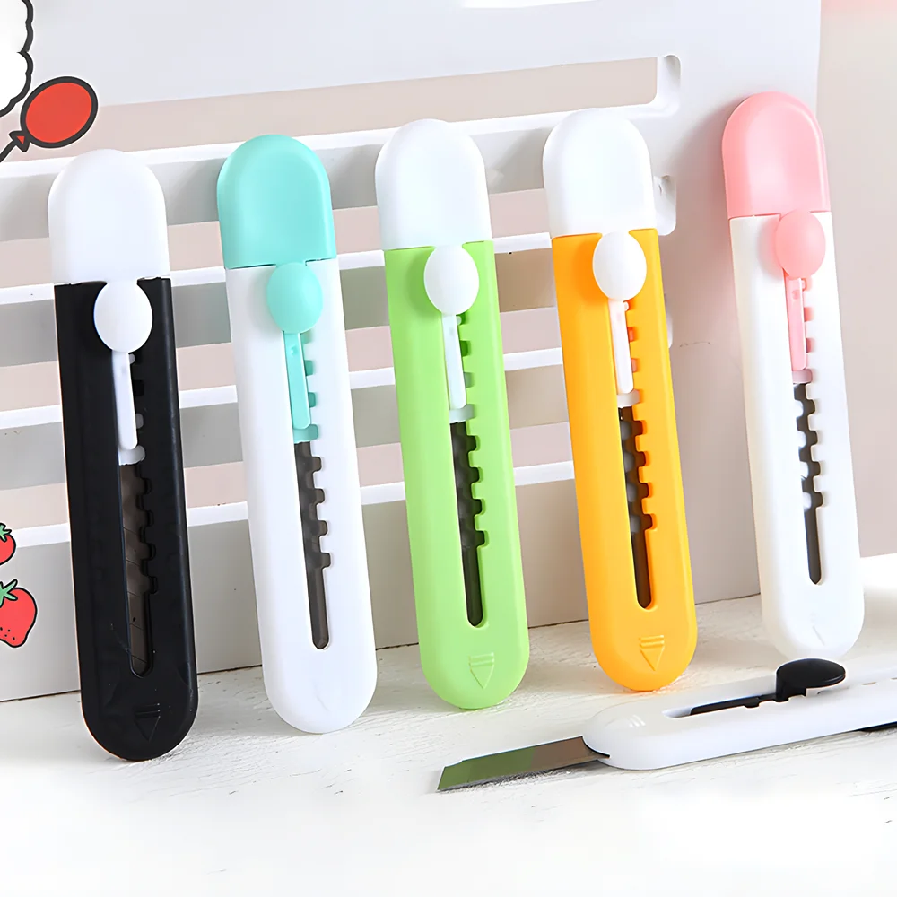 Multifunctional Kawaii Snap Box Cutter Retractable Pocket Small Poster Knives Utility Knife Automatic Mini Tool Pencil Sharpener