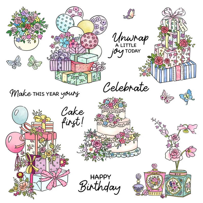 

Cake Flower Clear Silicone Stamps Metal Cutting Dies Set DIY Scrapbook Embossing Stencil Template for Journal Card Making Paper