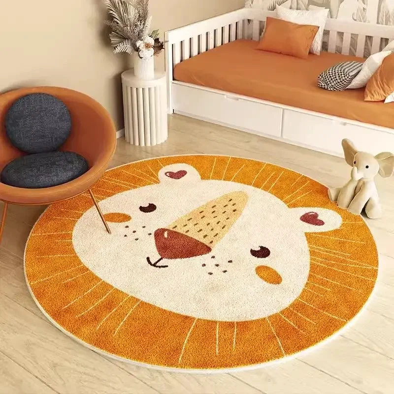 Alphabet Education Hairy Nursery Play Mat For Children Round Fluffy Carpet For Living Room Sun Cartoon Plush Bedroom Beside Rugs