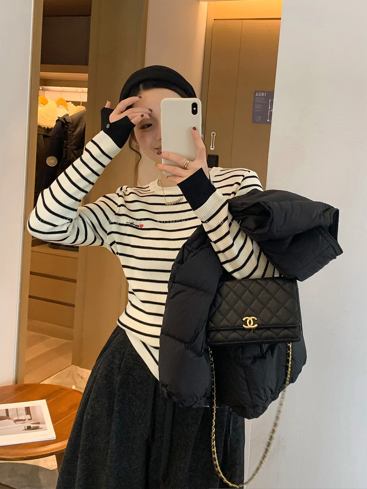 

Женский вязаный шерстяной топ Love Devil Fi с длинными рукавами и круглым вырезом, облегающий, модный, универсальный, зимний, новинка