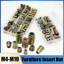 Zinc Alloy Thread For Wood Insert Nut Set M4 M5 M6 M8 M10 Flanged Hex Drive Head Furniture Nuts Furniture Thread Embedded Insert