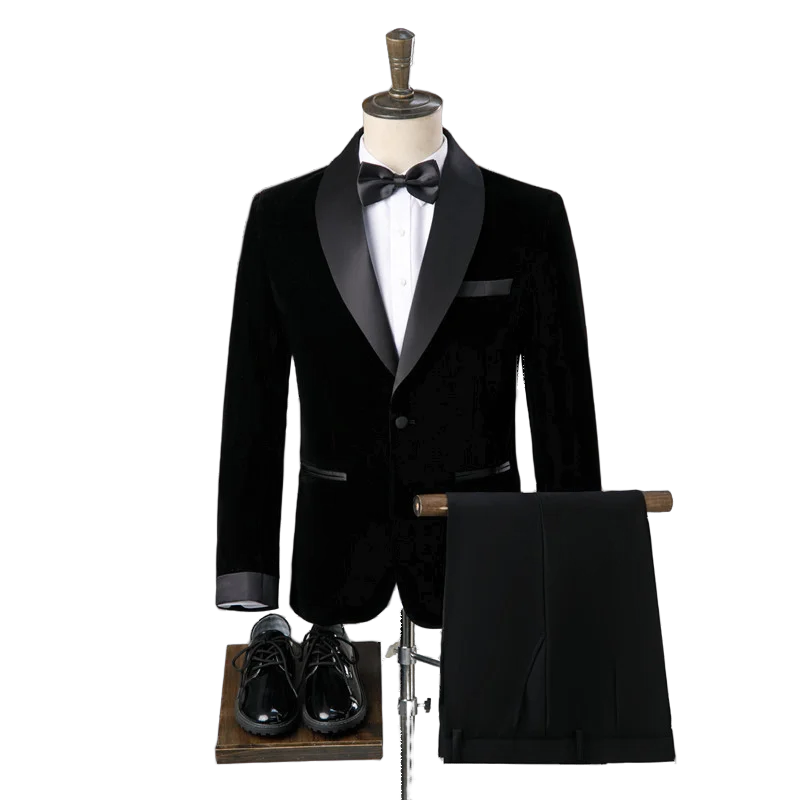 

Foreign Trade Black Suit Suit, Men's Slim Fit Stage Singer Host Performance Dress, Photography Studio, Men's Suit