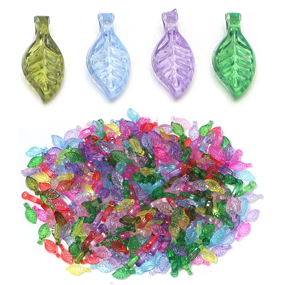 200 Stück/Lot Acryl-Blatt-Anhänger, lose Blattperlen für DIY-Anhänger, Schlüsselanhänger, Halsketten, Armbänder, Schmuckherstellung, Zubehör – Detail 3
