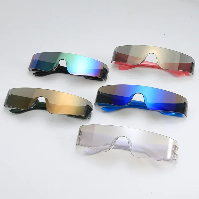 New One-piece Cyberpunk Style Sports Mirror Fashion Big Frame Sunglasses Outdoor Sports Riding Glasses Visual Clarity