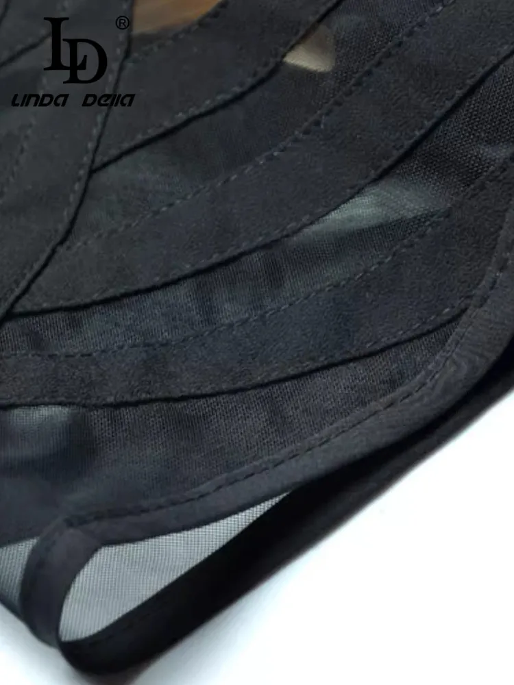 LD LINDA DELLA – sac de taille en maille transparente, col rond, manches courtes, jupe queue de poisson pour fesses, Style princesse Slim Fit, style d'été 2025