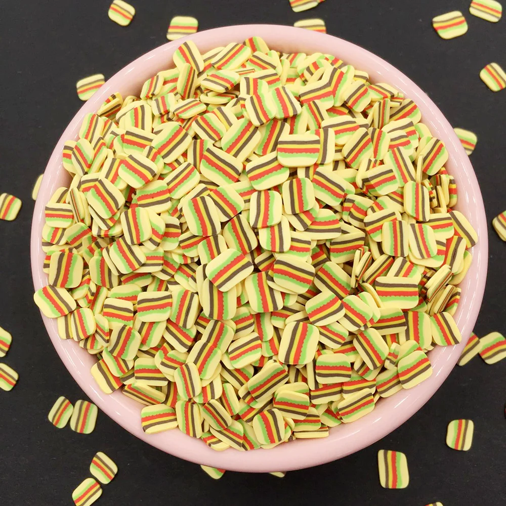 100g Polymer Clay Sprinkles Burger Slice for Crafts DIY Making Nail Arts Decoration Mini Fake Food Scrapbooking For Phone Deco