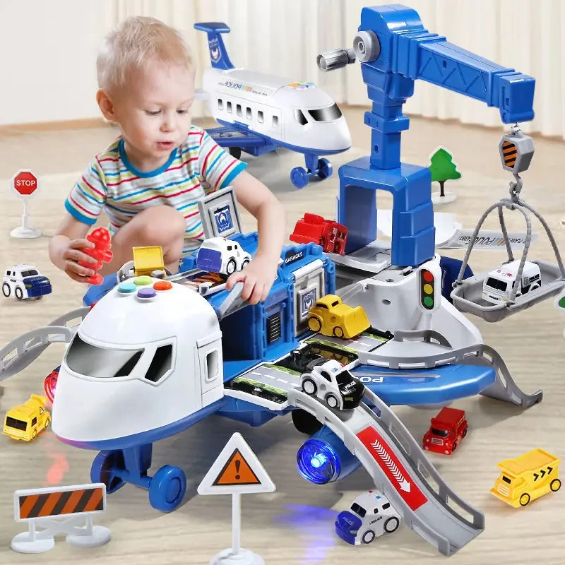 

Inertia Toys Aircraft Large Size New Deformation Music Simulation Track Passenger Plane Kids Airliner Car for Children's Gift
