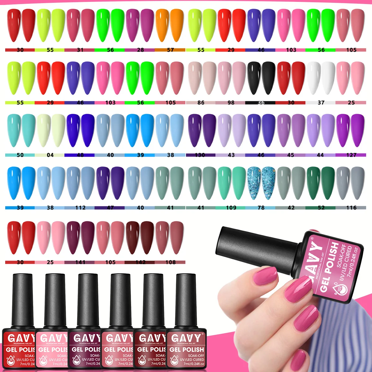 6Pcs Macaron Pastel Solid Gel Nail Polish Set Multi Bright Candy Tones Soak Off UV LED Long Lasting Summer Daily Salon Manicure