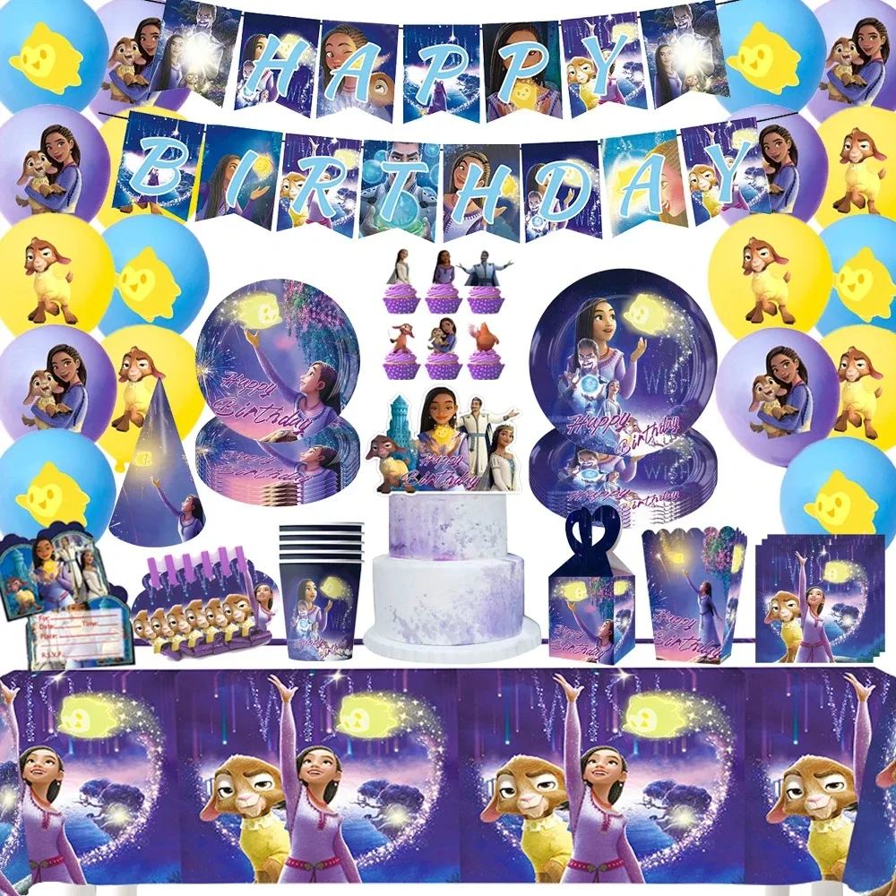 

Disney Wish Theme Birthday Party Decor Asha Girls Partys Disposable Dinnerware Cup Plate Napkin Christmas Supplies Baby Shower