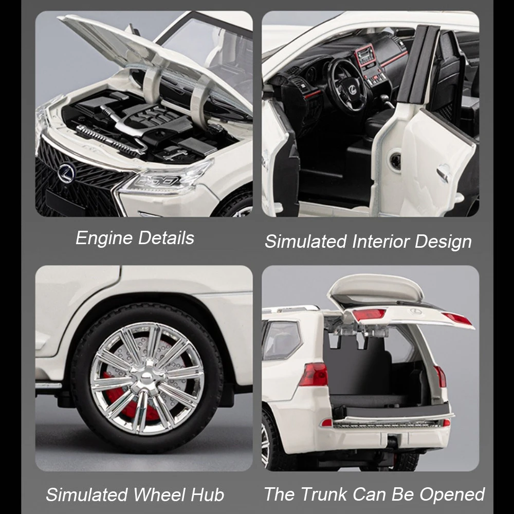 1:24 Veneno LX570 Automodel Speelgoed Legering Lichaam Muziek Licht Hoge Simulatie Telewagen Modellen Prachtige Interieur Voertuigen Kinderen Geschenken