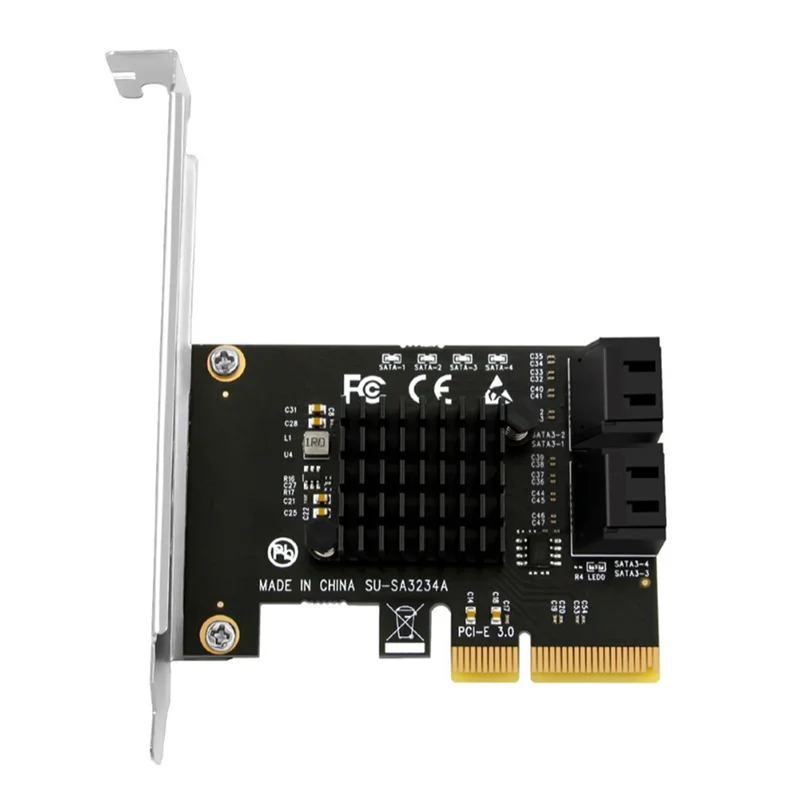 EDT-PCIE X4 a tarjeta SATA adaptador PCI-E PCI-E 3,0 a SATA3.0 tarjeta de expansión 4 puertos SATA III agregar tarjeta para minería SSD HDD