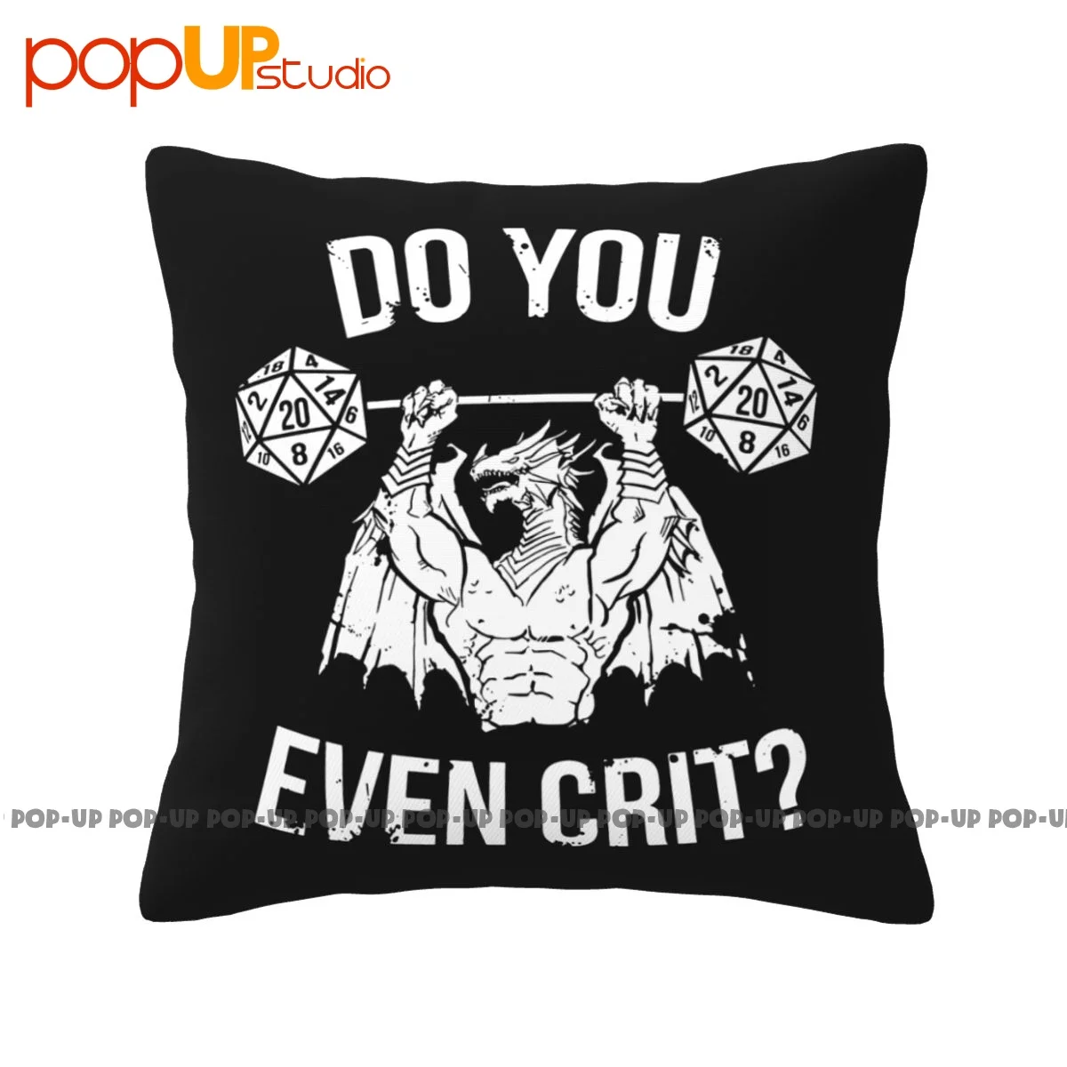 Square Dungeon And Dra-Gons Do You Even Crit Dnd Board Game Pillowcase Throw Pillow Cover Printed