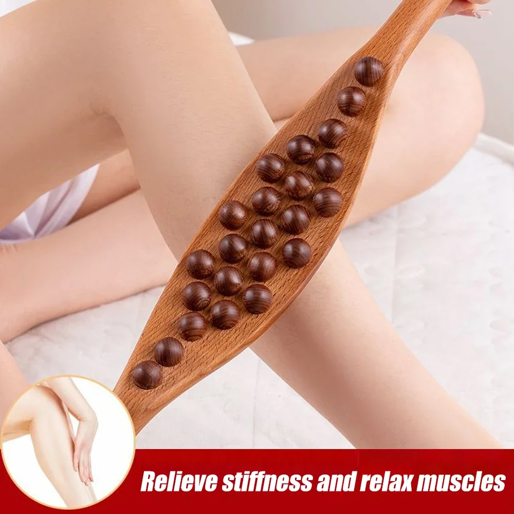 Wood Therapy Lymphatic Drainage Massage Stick, Neck Back Waist Leg Pain Relief Myofascial Release, Body Sculpting Massage Tool