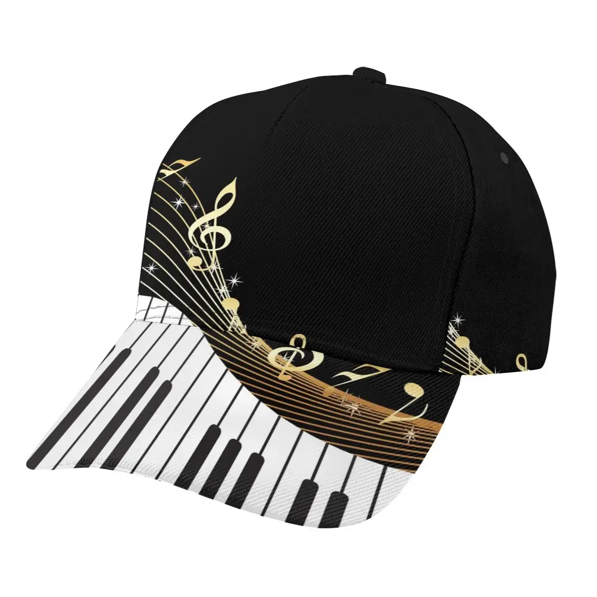 Abstract Piano Keys With Musical Notes Outdoor Sport Cap Baseball Hat Men Women Visor Street Hip Hop Caps