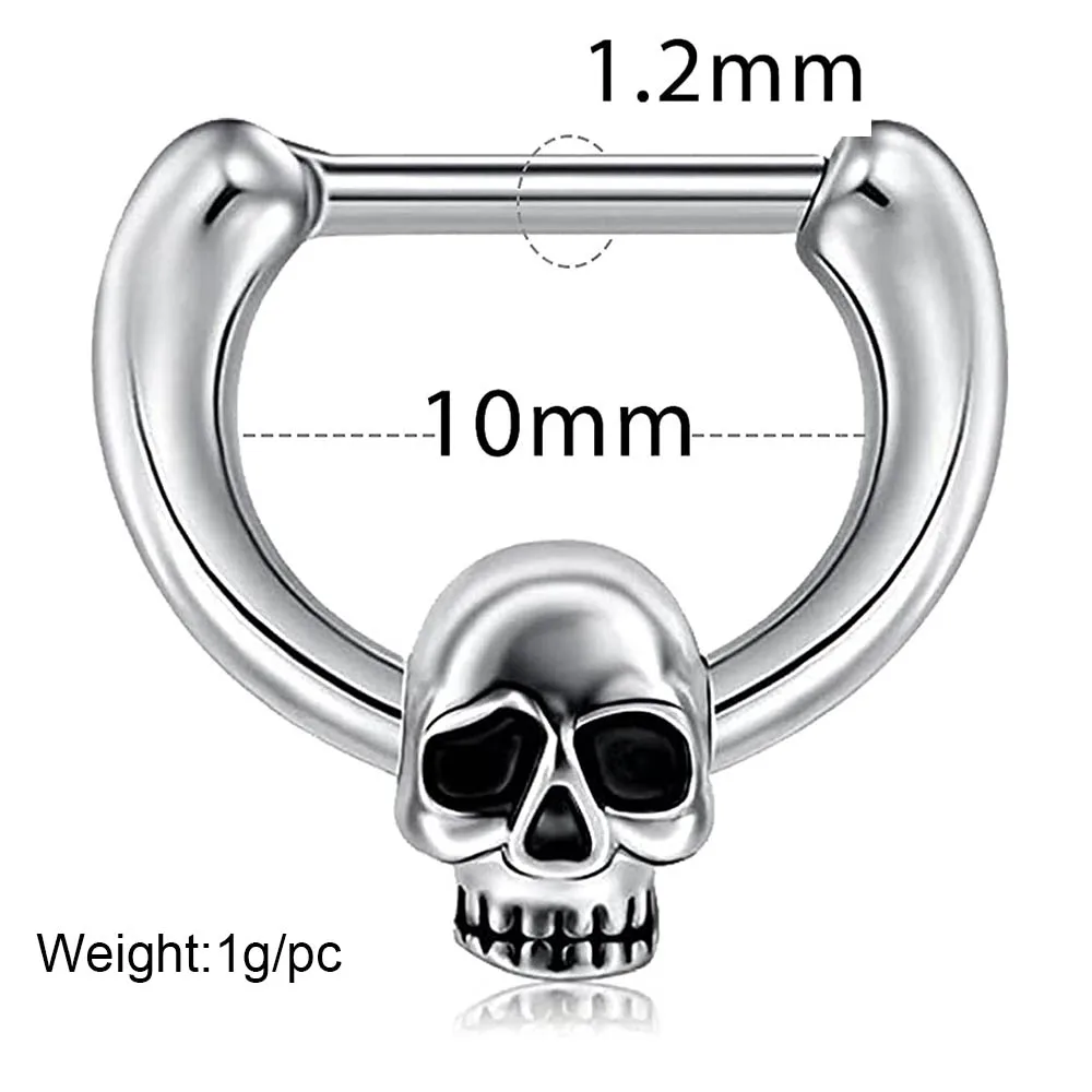 Skull Septum Nose Rings Stainless Steel Nose Piercing Ear Cartilage Body Piercing For Wamen Men