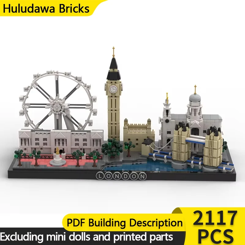 Street View Model MOC Building Bricks London Scene Big Ben Buckingham Modular Technology Gift Holida Assemble Children Toy Suit