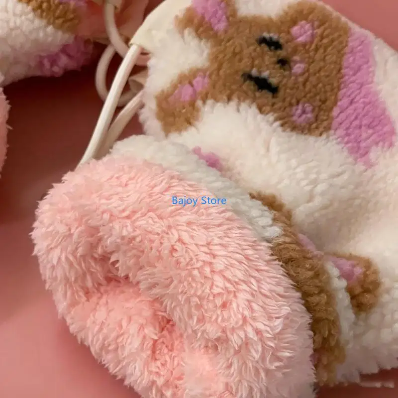 

63HE Children's Scooter Gloves Bicycles Plush Mittens Baby Balance Bike Warm Gloves Antifreeze Riding Handmuffs for Outing