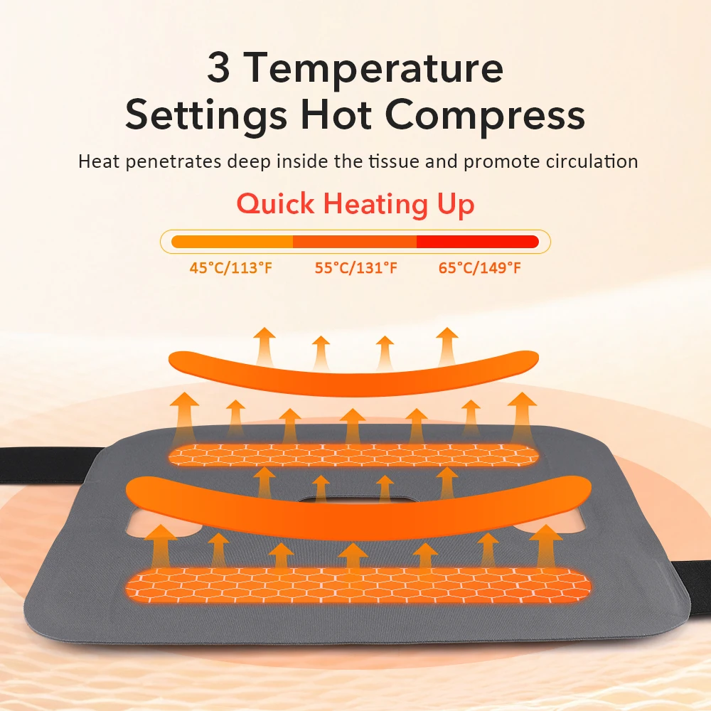 Novo massageador de joelho elétrico sem fio, 5 modos, 3 níveis, compressa quente, alívio de rigidez do joelho e tensão muscular
