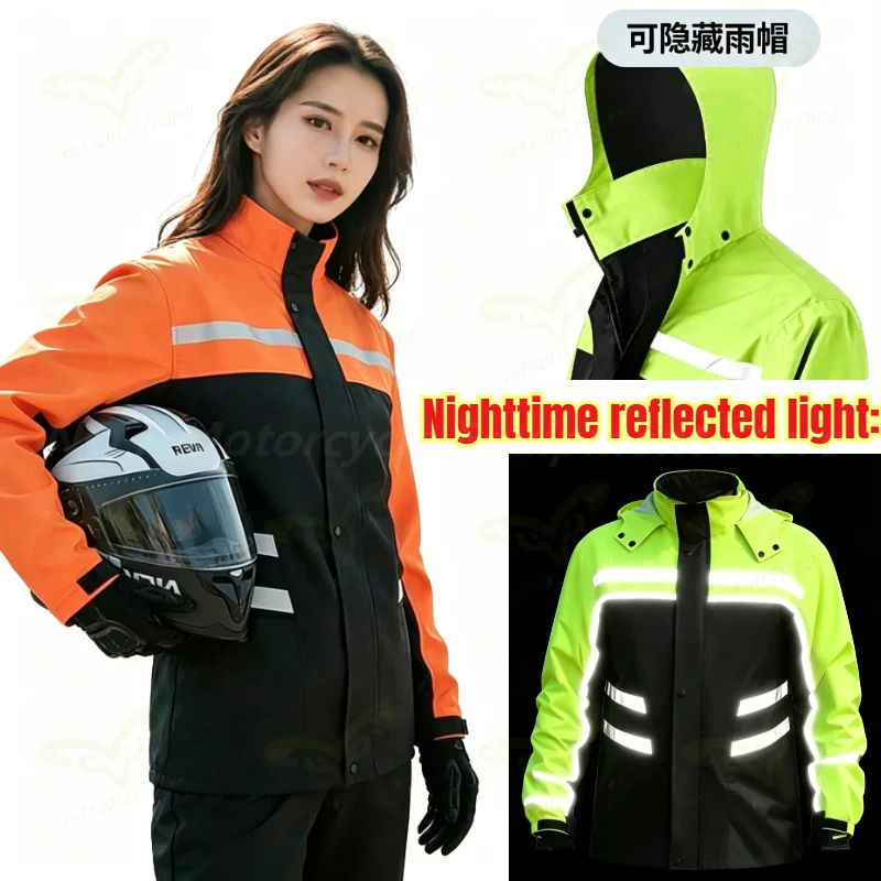 Conjunto de Pantalones y Chaqueta Impermeable para Motocicleta con Tira Reflectante, para Todas las Estaciones, para Motociclismo, Viajes al Aire Libre, Senderismo