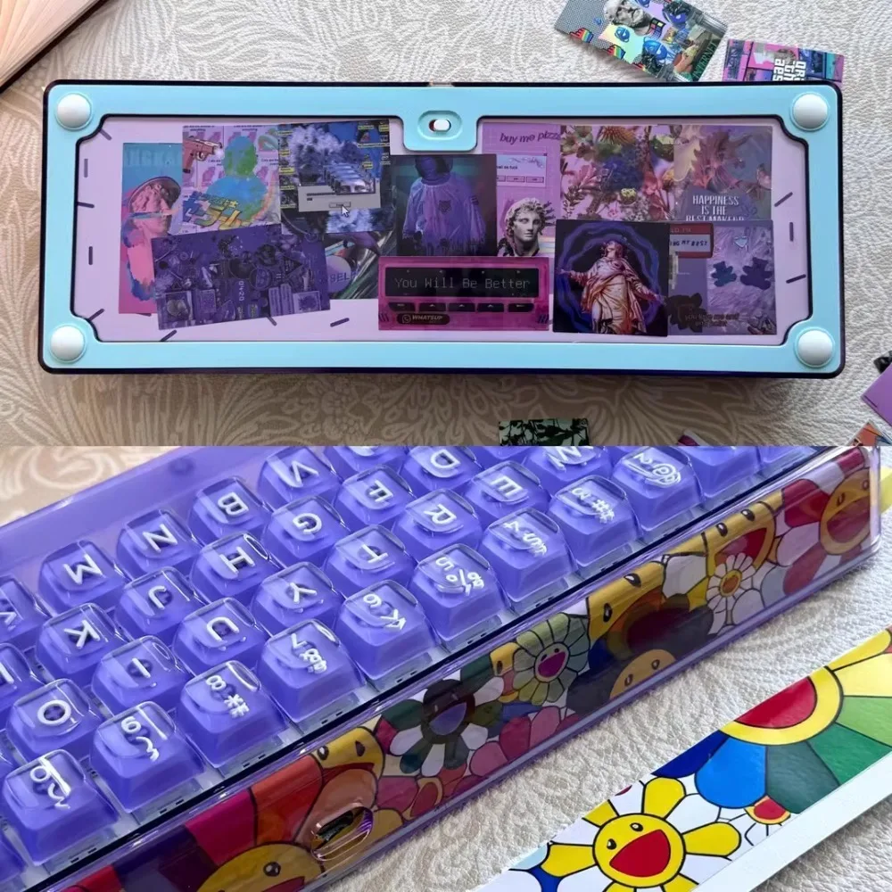 

Ainbell Base68 Механическая клавиатура Беспроводная трехрежимная прокладка с возможностью горячей замены RGB Пользовательская офисная игровая клавиатура для девочек для ноутбука Mac Win