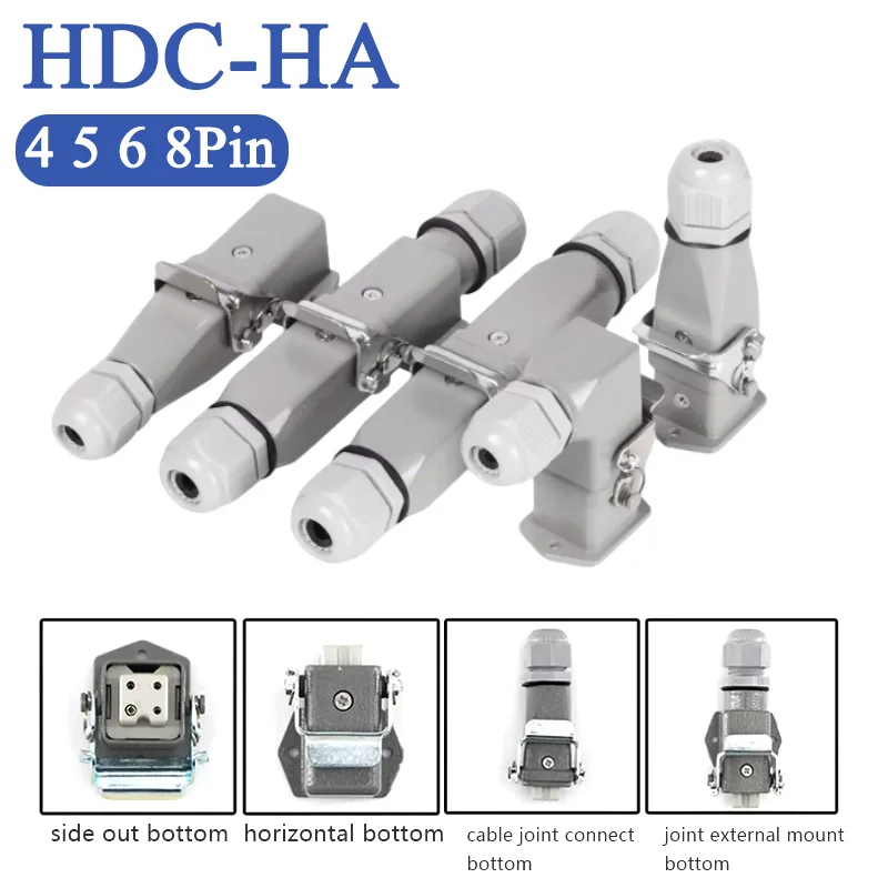 

Прямоугольный усиленный разъем 10A HDC-HA-003 (3, 4, 5, 6, 8 +PE) и авиационный штекер HD-007 для тяжелых нагрузок, водонепроницаемые вилка и розетка (папа-мама)