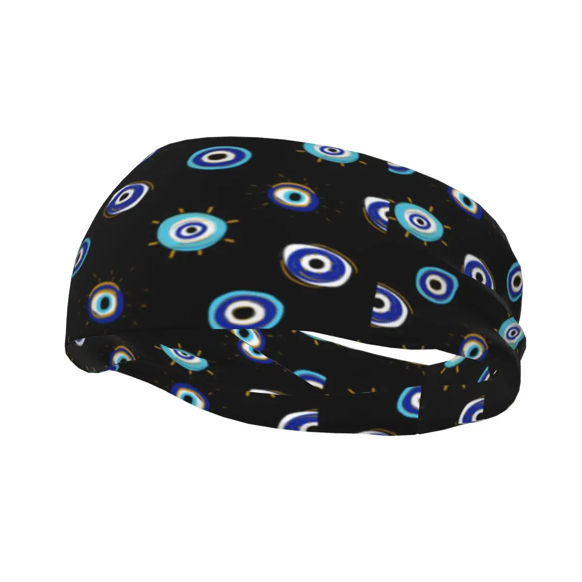 Navy Blue And Aqua Nazar Evil Eye Lucky Charm Elastic Hair Band Yoga Headband Makeup Hair Hoop Headwrap