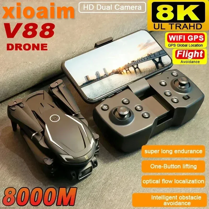 Dron con cámara Dual para Xiaomi V88, cuadricóptero con cámara Dual, 8K, HD, 5G, GPS, fotografía aérea profesional, Control remoto, regalos de navidad