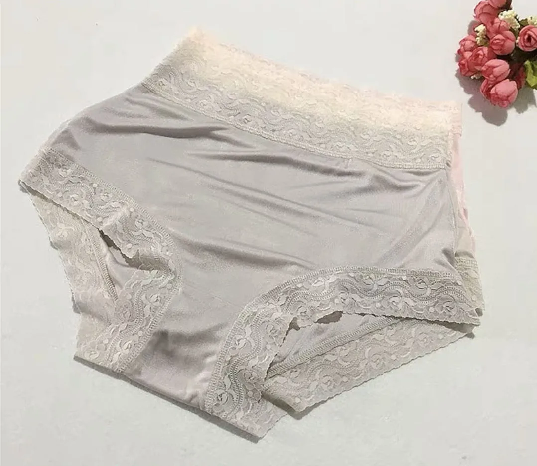 High-End 42 Needle Silk Knitted Briefs Women's Lace Wrap around Seamless  Silk Flat Angle Knitted Underwear