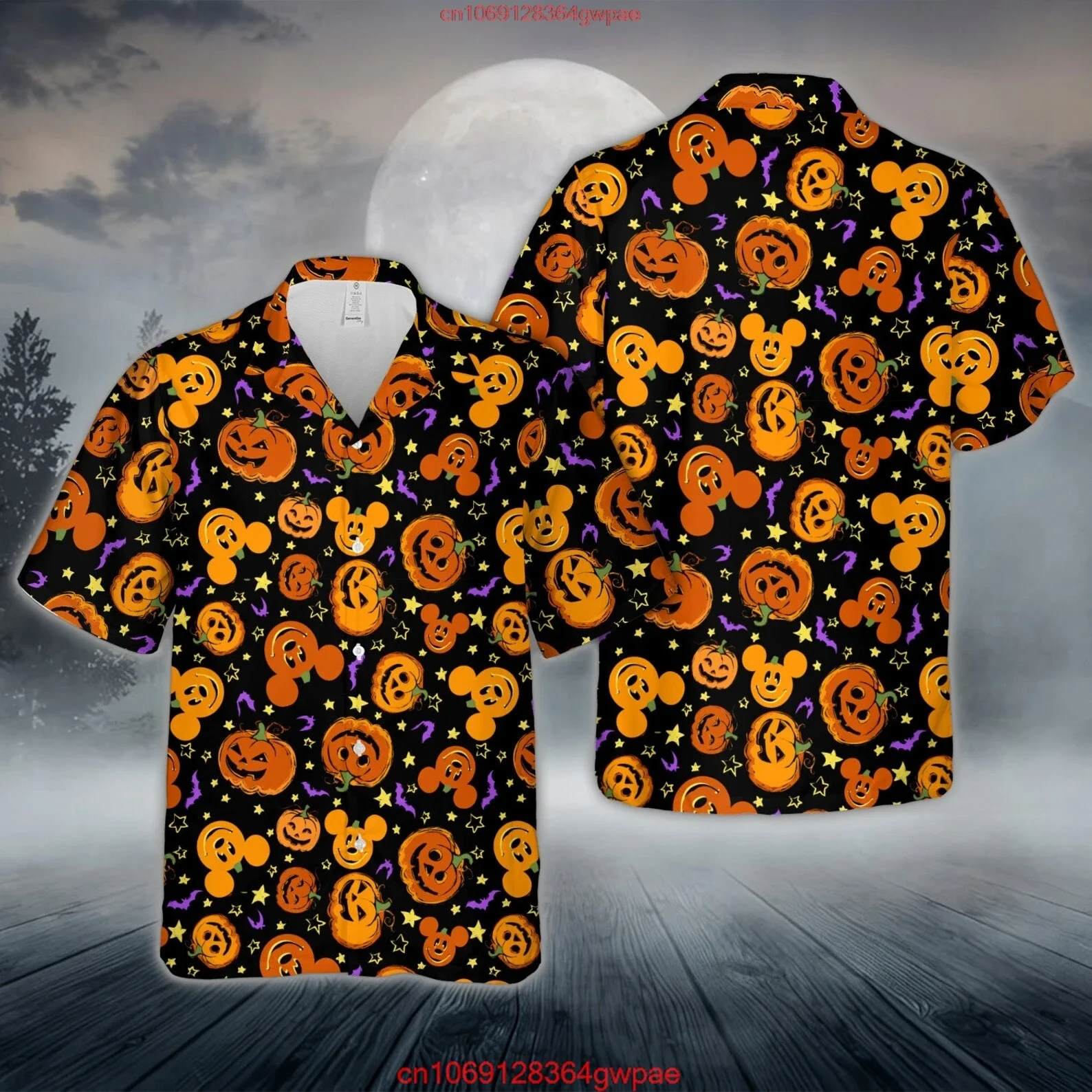 Camisa hawaiana de Halloween de Mickey Mouse, camisa de manga corta para hombres y mujeres, camisa hawaiana de Disneyland, camisa informal de fiesta, camisa de playa para niños