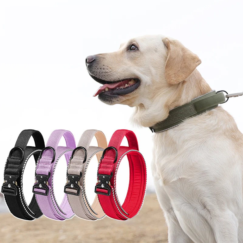 

Heavy Duty Reflective Nylon Dog Collar Anti-Escape Adjustable Tactical Training Dog Collar with Control Handle Large Dog Product
